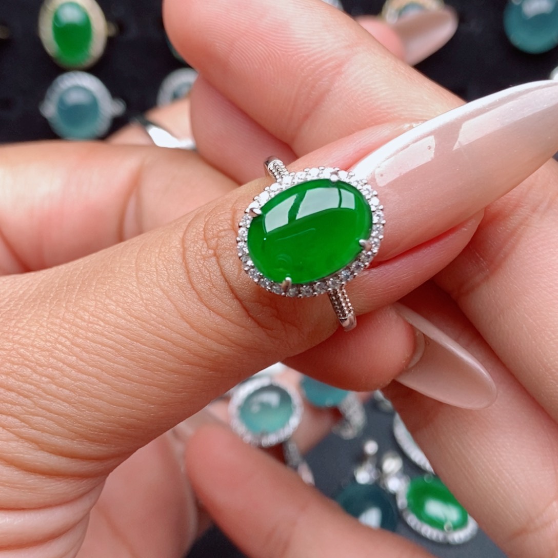翡翠戒指银S925镶嵌?*?85577