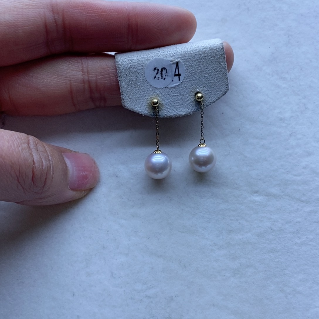 淡水珍珠耳饰18K金镶嵌204