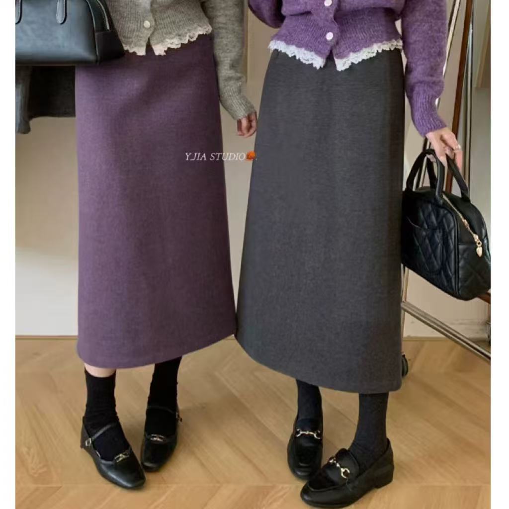 【现货 6620  】2025秋冬新款加厚毛呢直筒半身裙