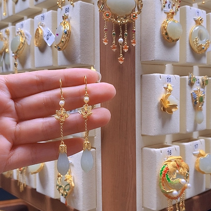 和田玉颈饰银S925镶嵌