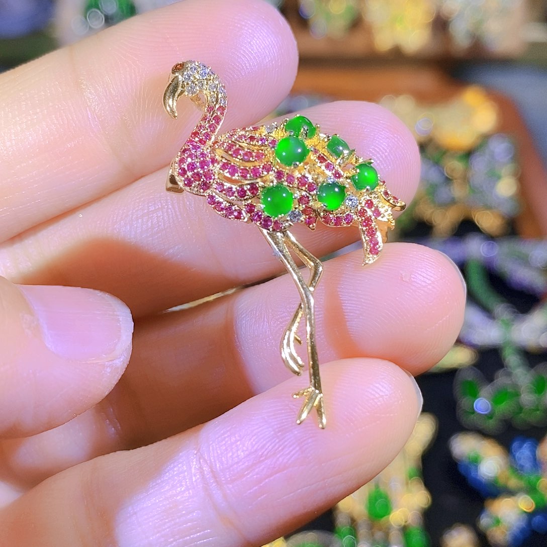 吊坠(不含链)银S925镶嵌翡翠