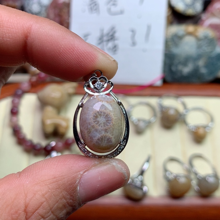 硅化珊瑚（珊瑚玉）颈饰未镶嵌