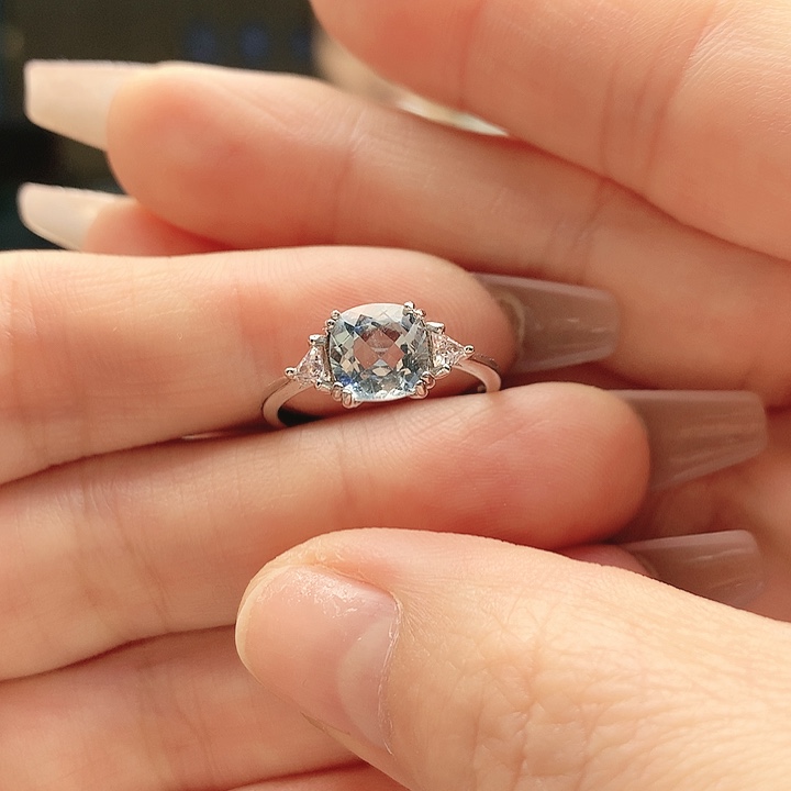 海蓝宝石戒圈银S925镶嵌