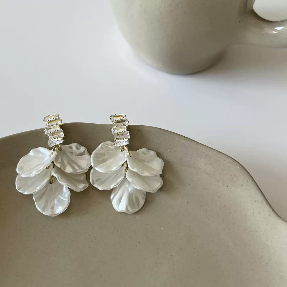 合金贝壳耳饰 不-Wan.花海浮梦超仙贝壳花小众设计高级感轻奢耳饰