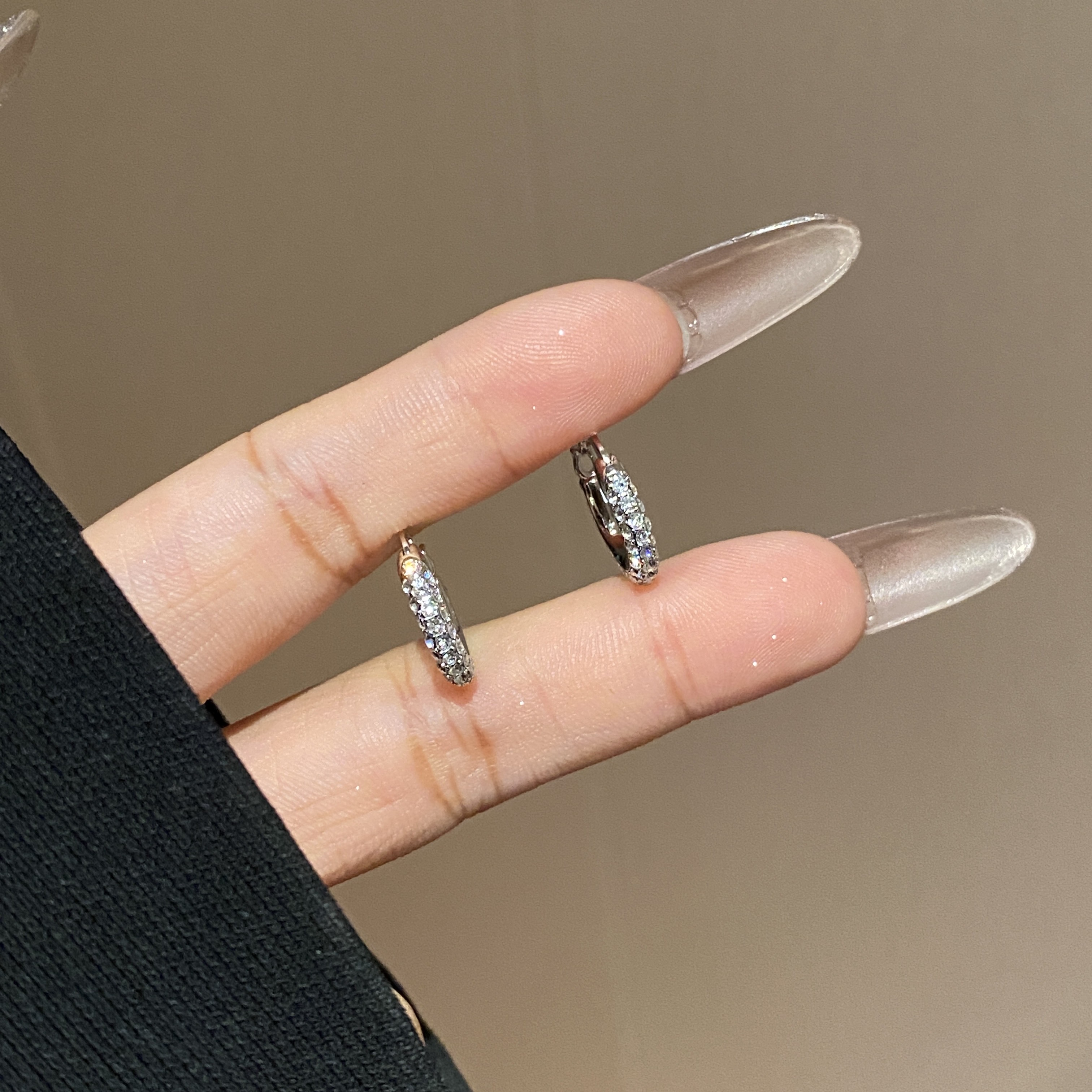 铜合金合成锆石耳饰 简约经典百搭爆闪圈圈耳环A2695