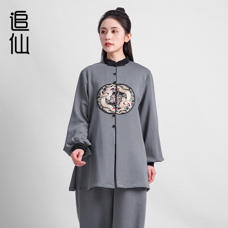 追仙新款天丝棉秋冬原创太极服男国风练功太极拳武术表演团体套装