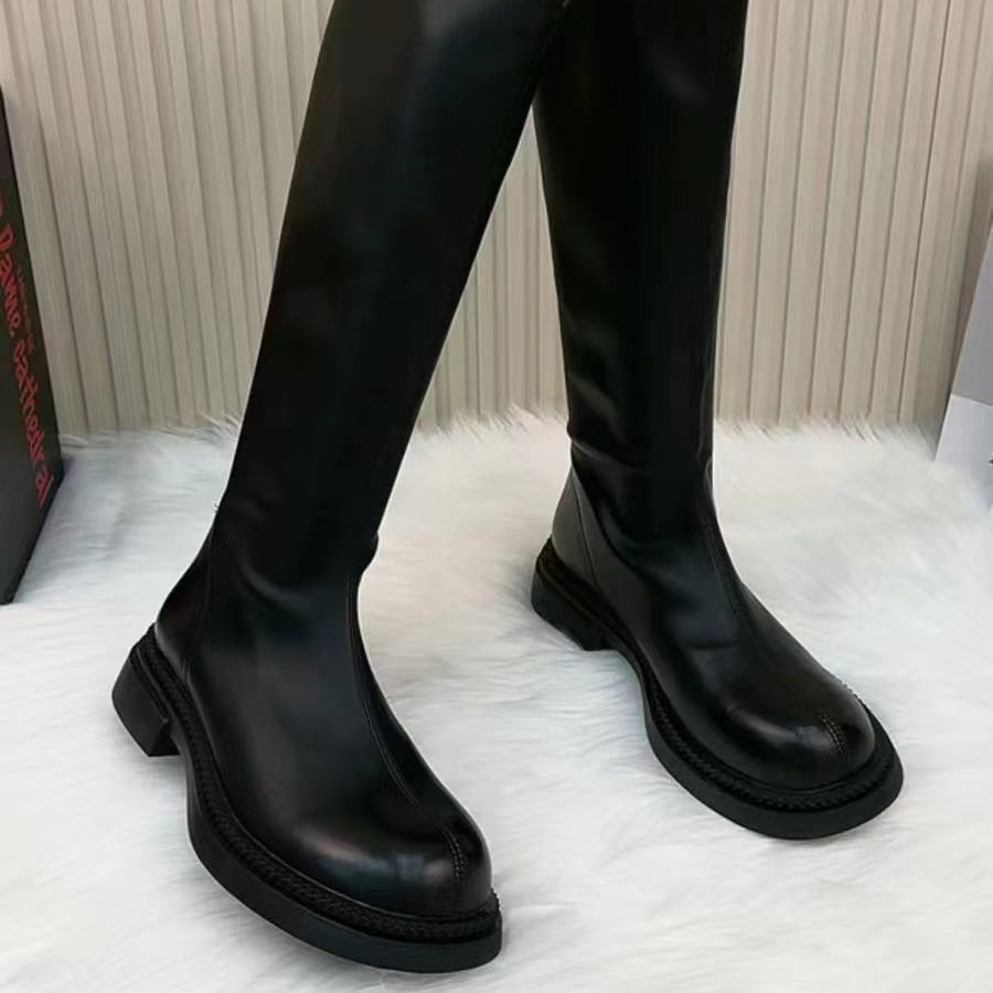 娟儿家时装靴长筒过膝英伦百搭女鞋增高中筒靴加绒长靴