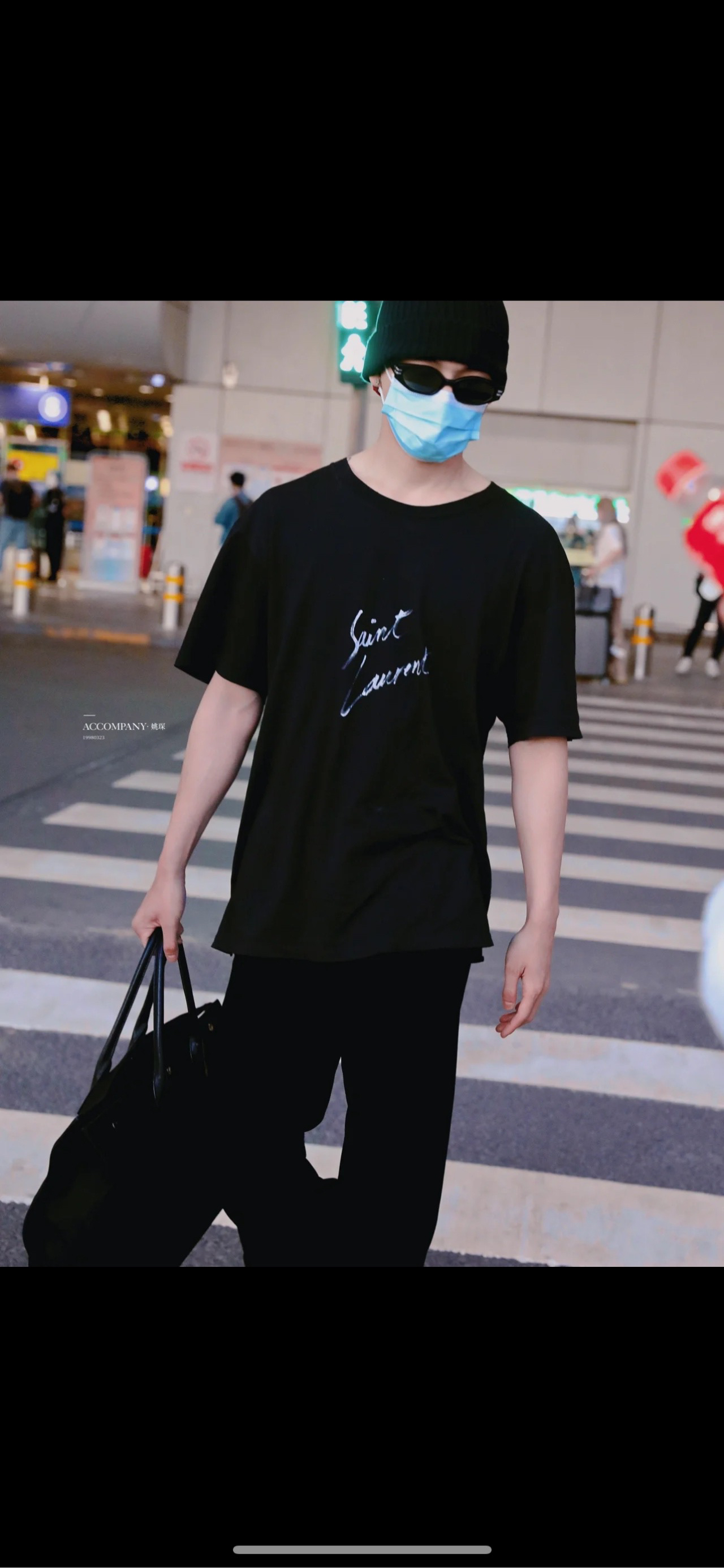 （bb）108 Saint Laurent 黑色字母logo印花短袖 L码/95新/101382