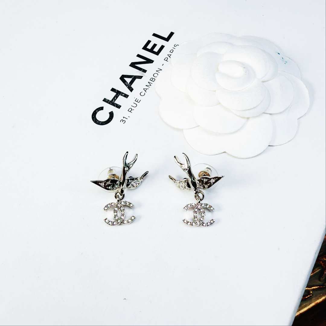 95新 Chanel/香奈儿 柚礼中古/香奈儿飞燕耳钉xp