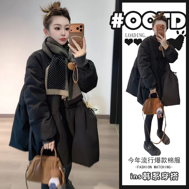 美式别致显气质宽松保暖棉衣外套2025冬季新款高级感纯色加厚棉服