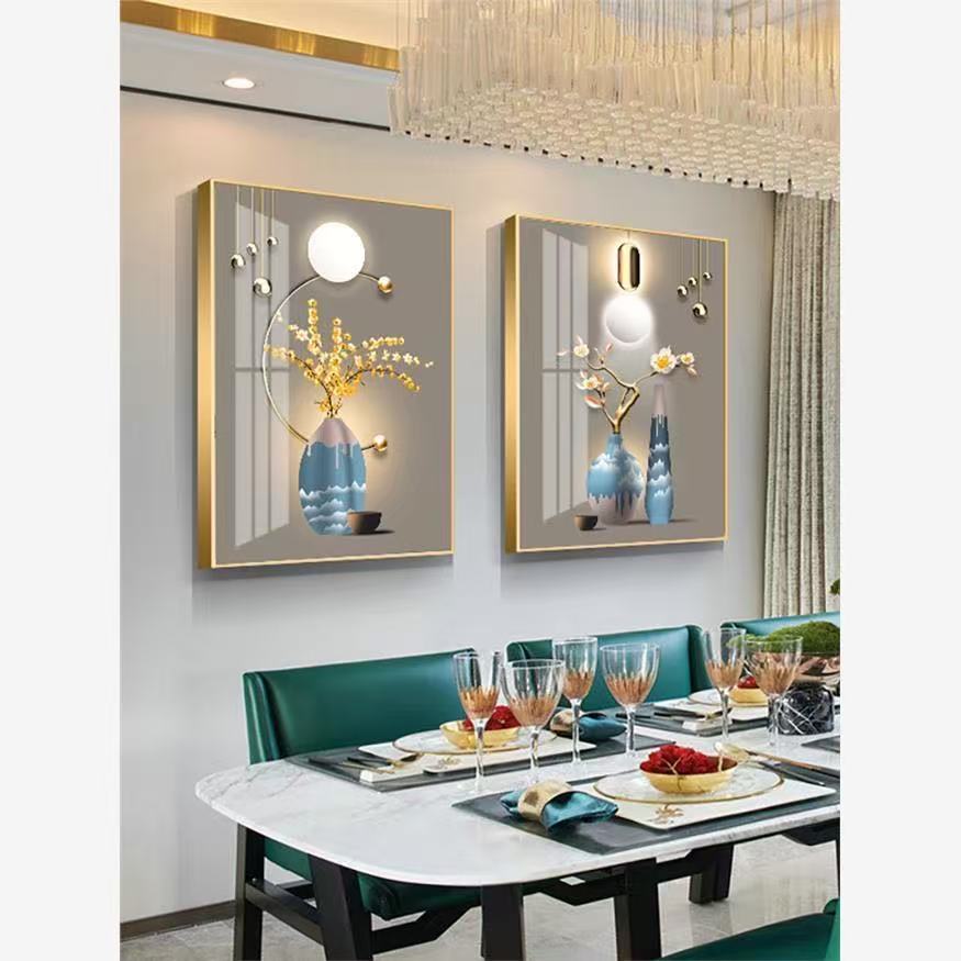 轻奢餐厅装饰画双联简约饭厅墙画卧室背景墙壁画北欧客厅饭桌挂画