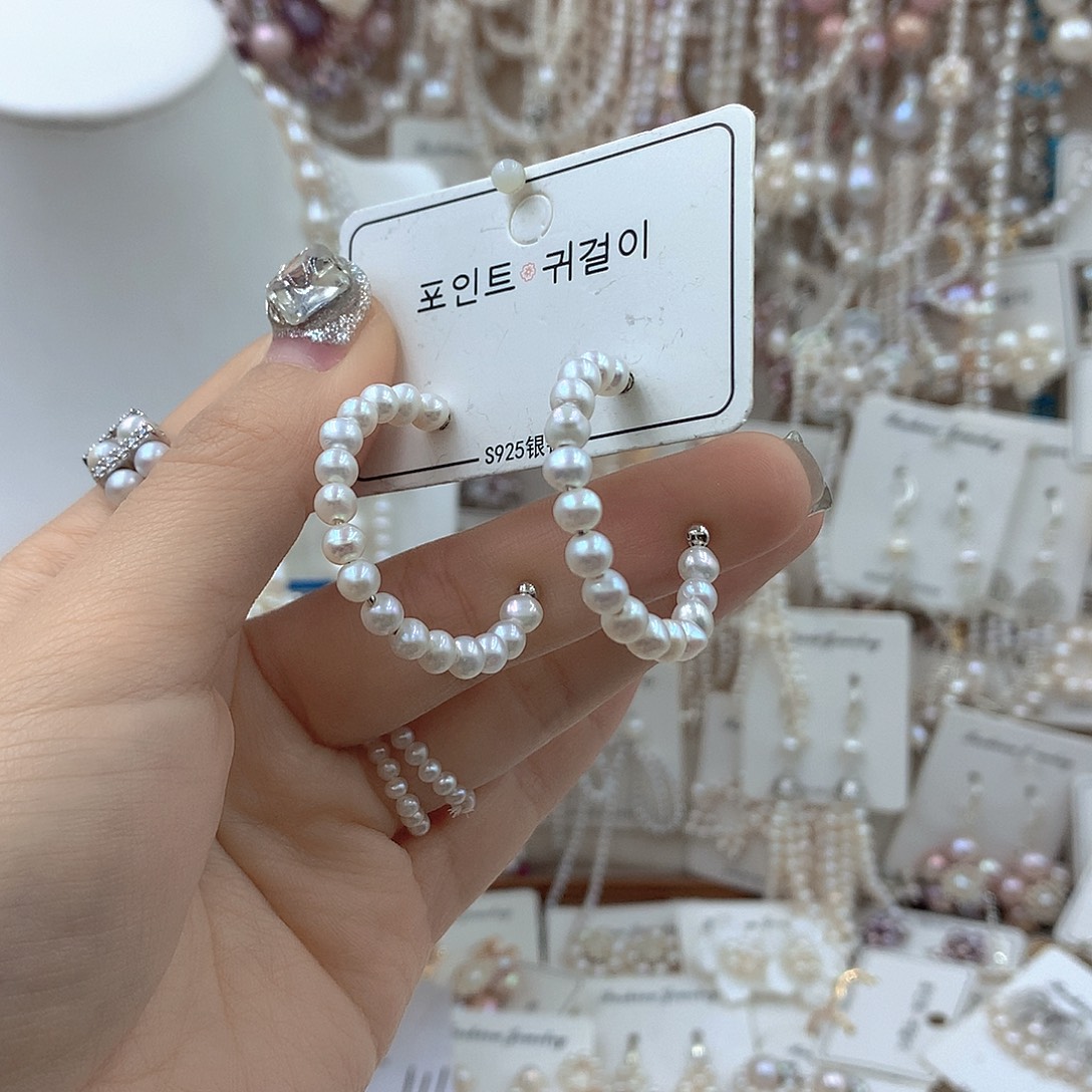 耳饰淡水珍珠银S925镶嵌