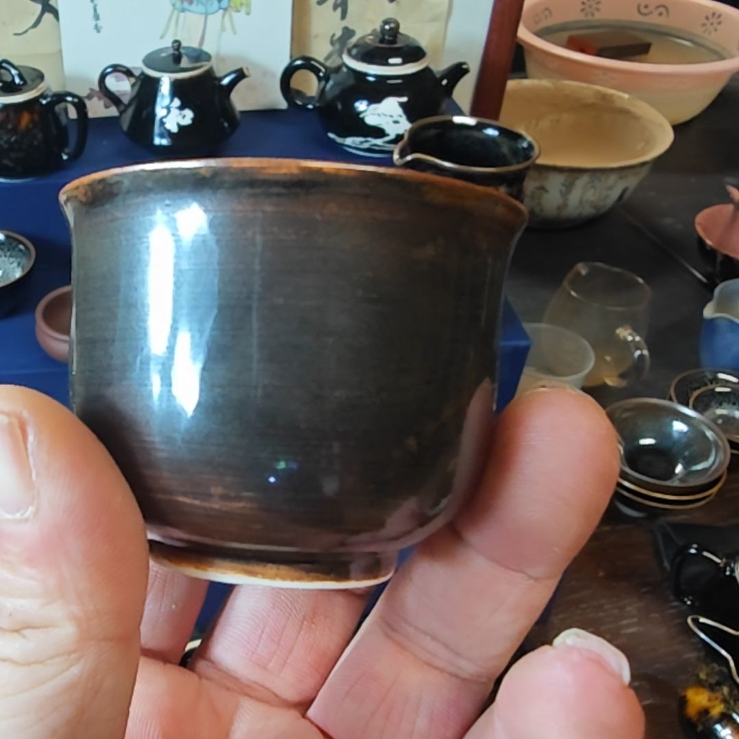 平***7天然老黑釉斗笠盏盏