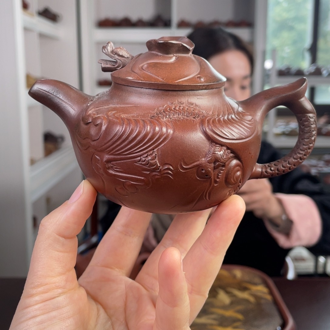 紫砂茶壶柴烧云龙壶240cc