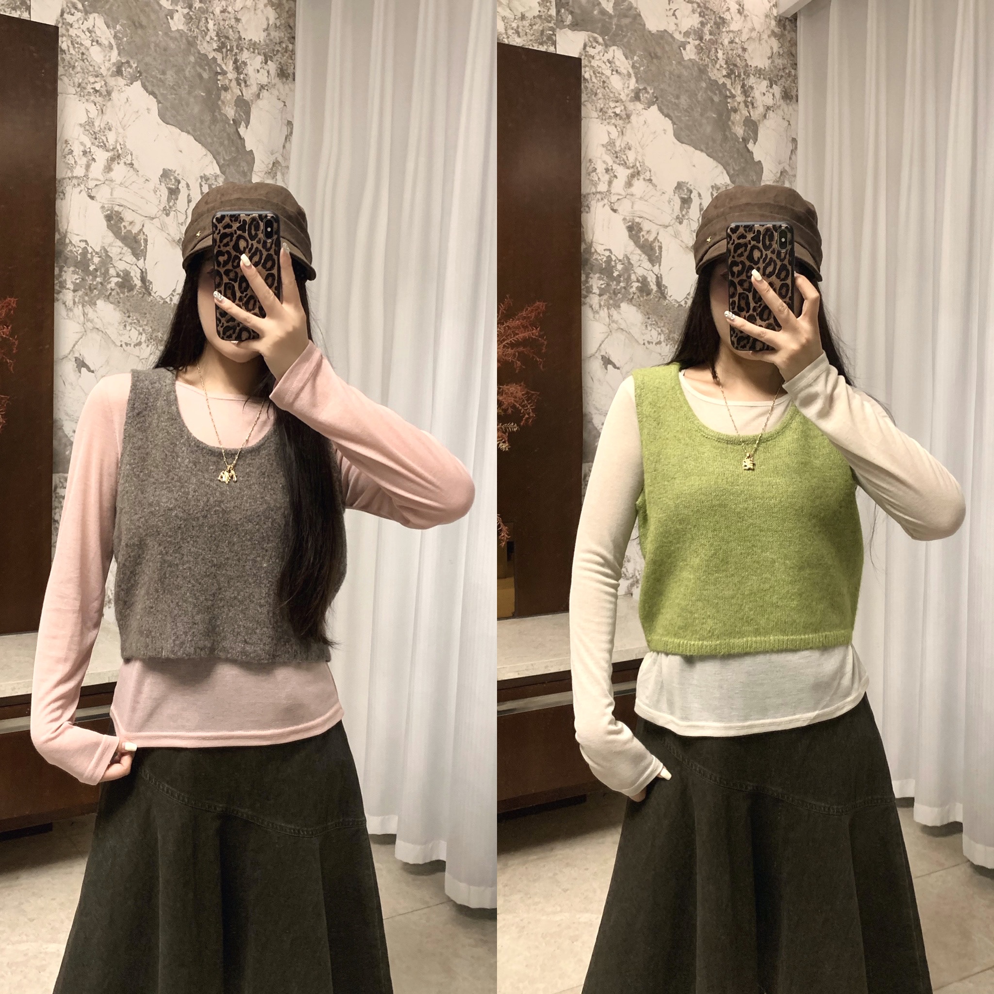 晶老板 原版面料毛衣背心打底两件套8020