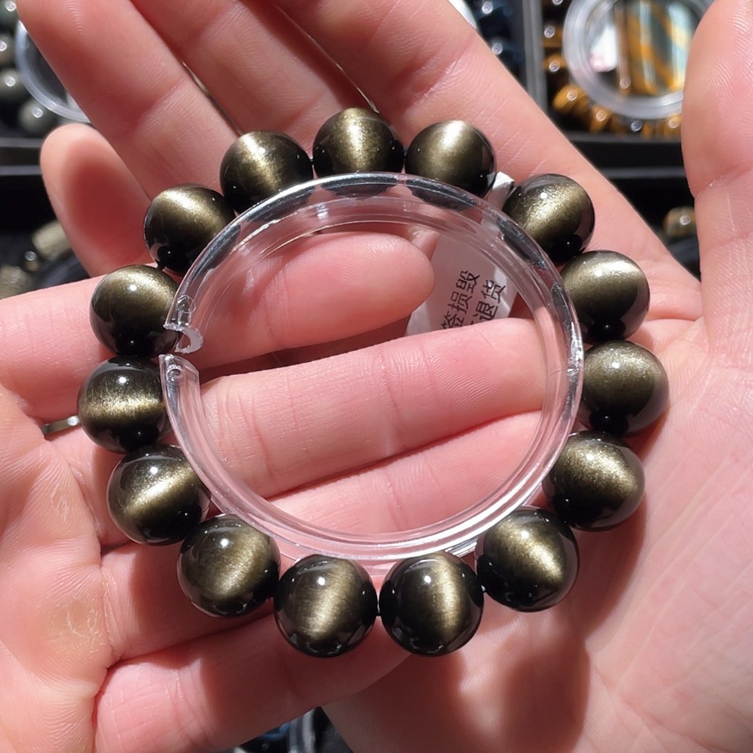 黑曜岩手串未镶嵌海*