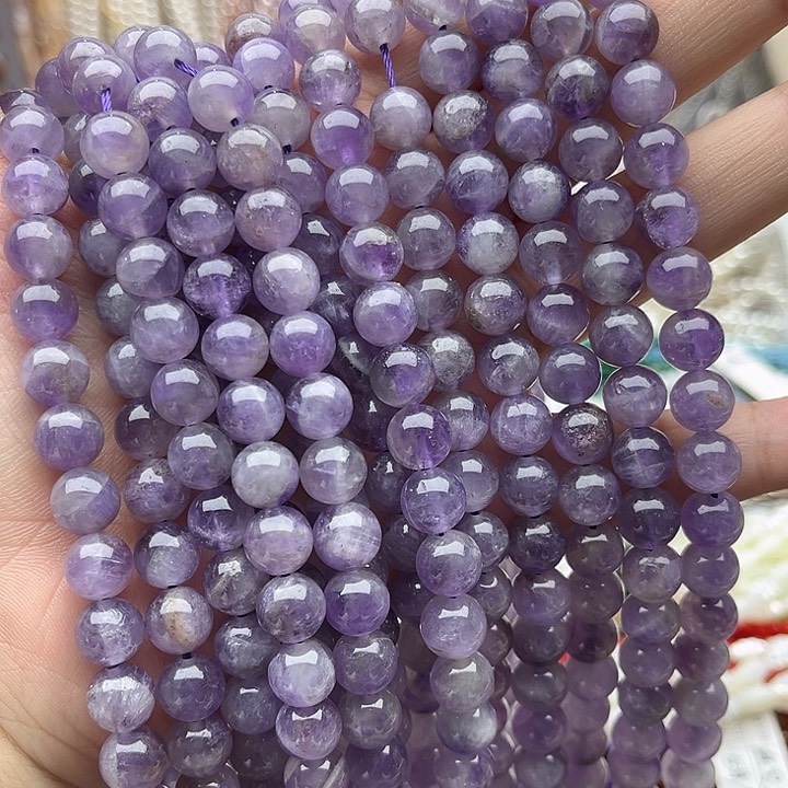 未镶嵌玛瑙/玉髓珠宝半成品一条8mm左右梦幻紫晶