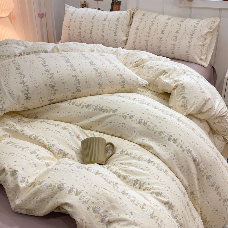 【秋冬加厚款】爆款韩国小布袋四件套保暖亲肤小碎花床上四件套