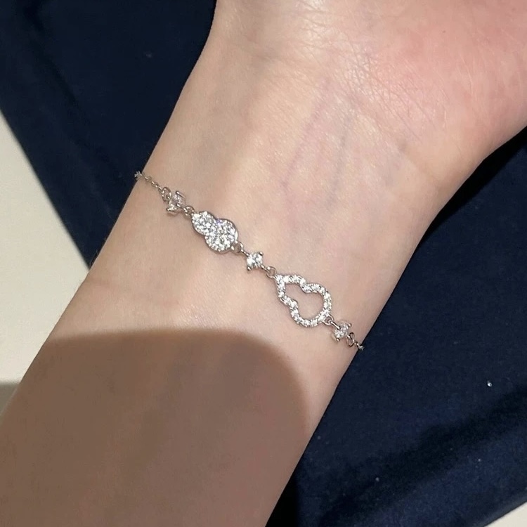 铜合金合成锆石手链 AL8160 微镶精致感葫芦镂空简约百搭手链