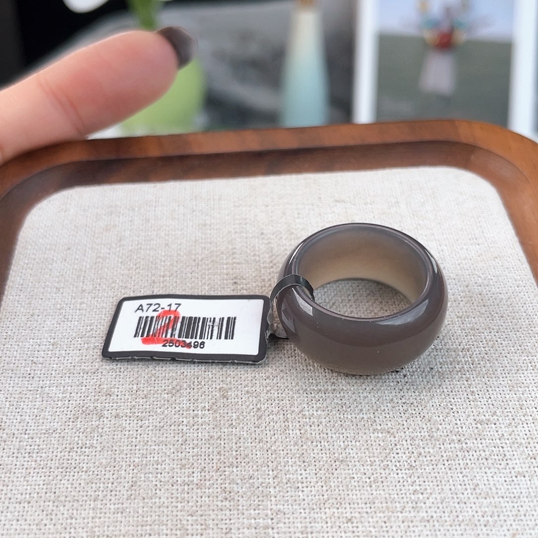 和田玉未镶嵌戒指U145葡萄紫墩墩18.3