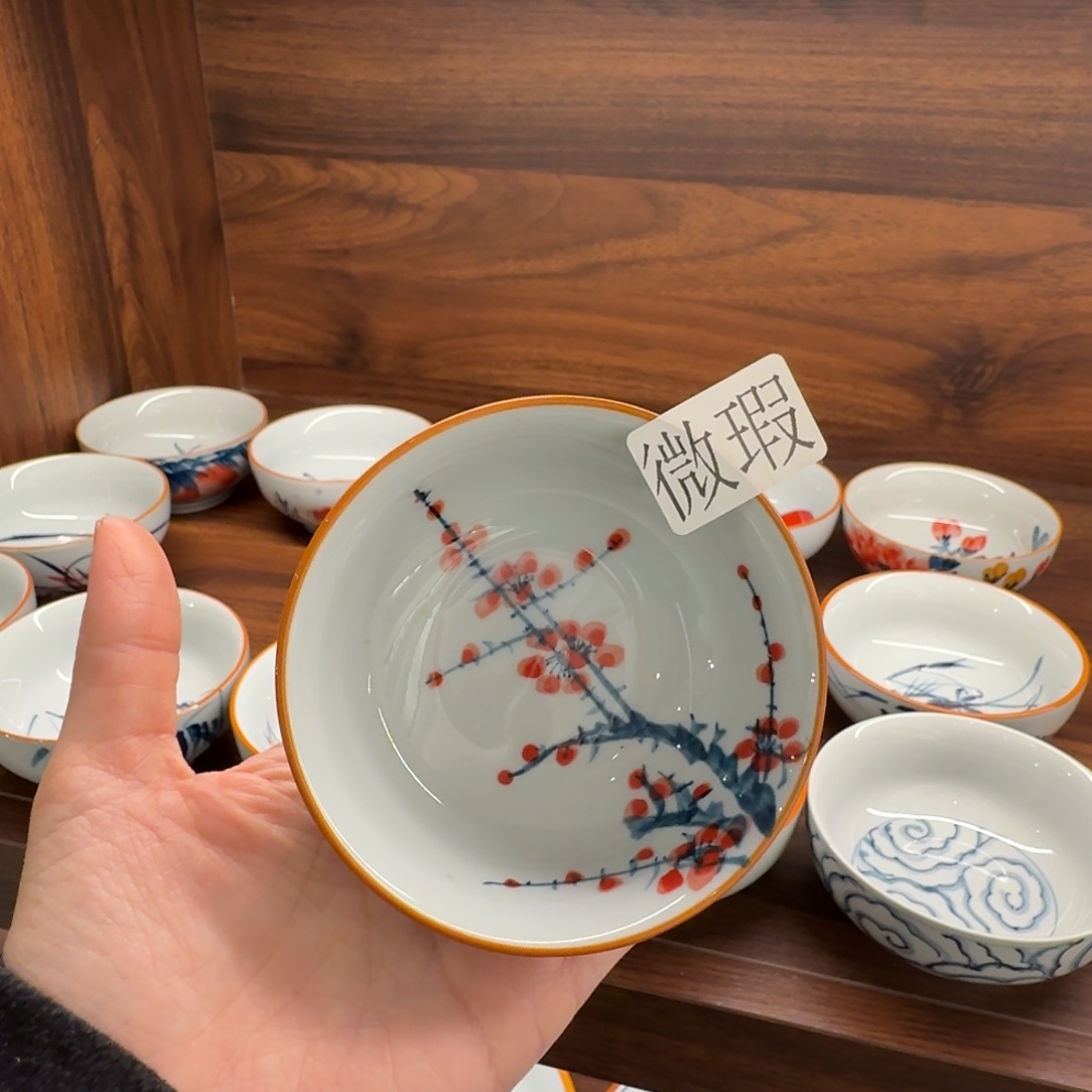 釉下手绘茶具微瑕