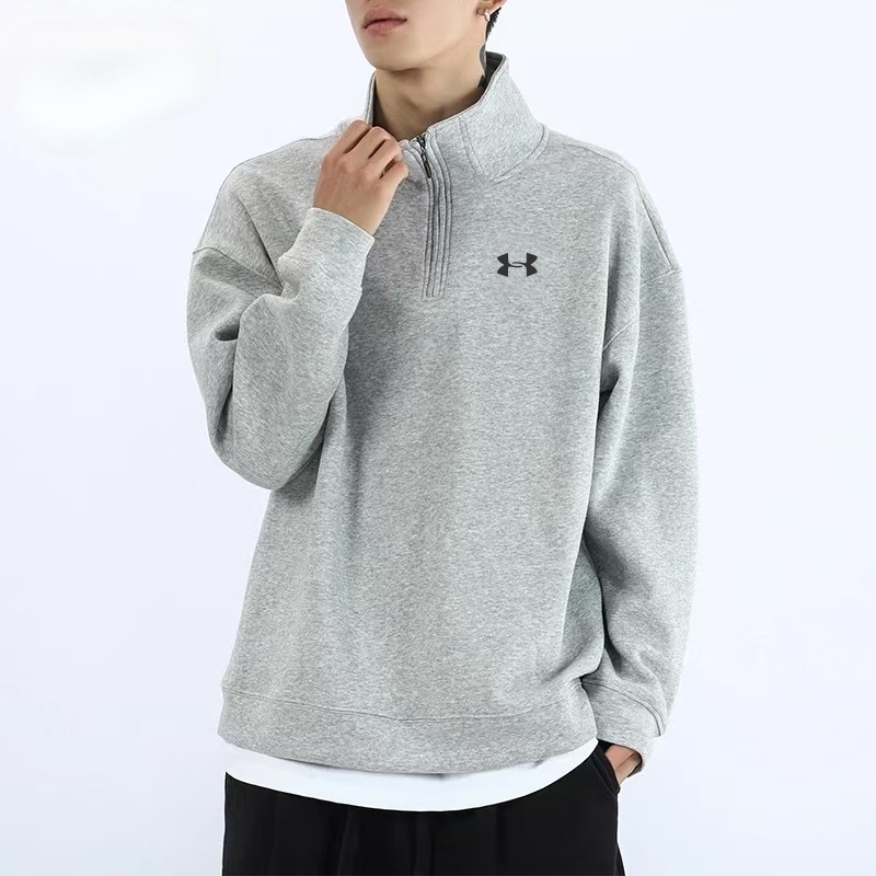 UA安德碼宽松立领卫衣长袖加绒加厚男士秋冬百搭拉链立领休闲上衣