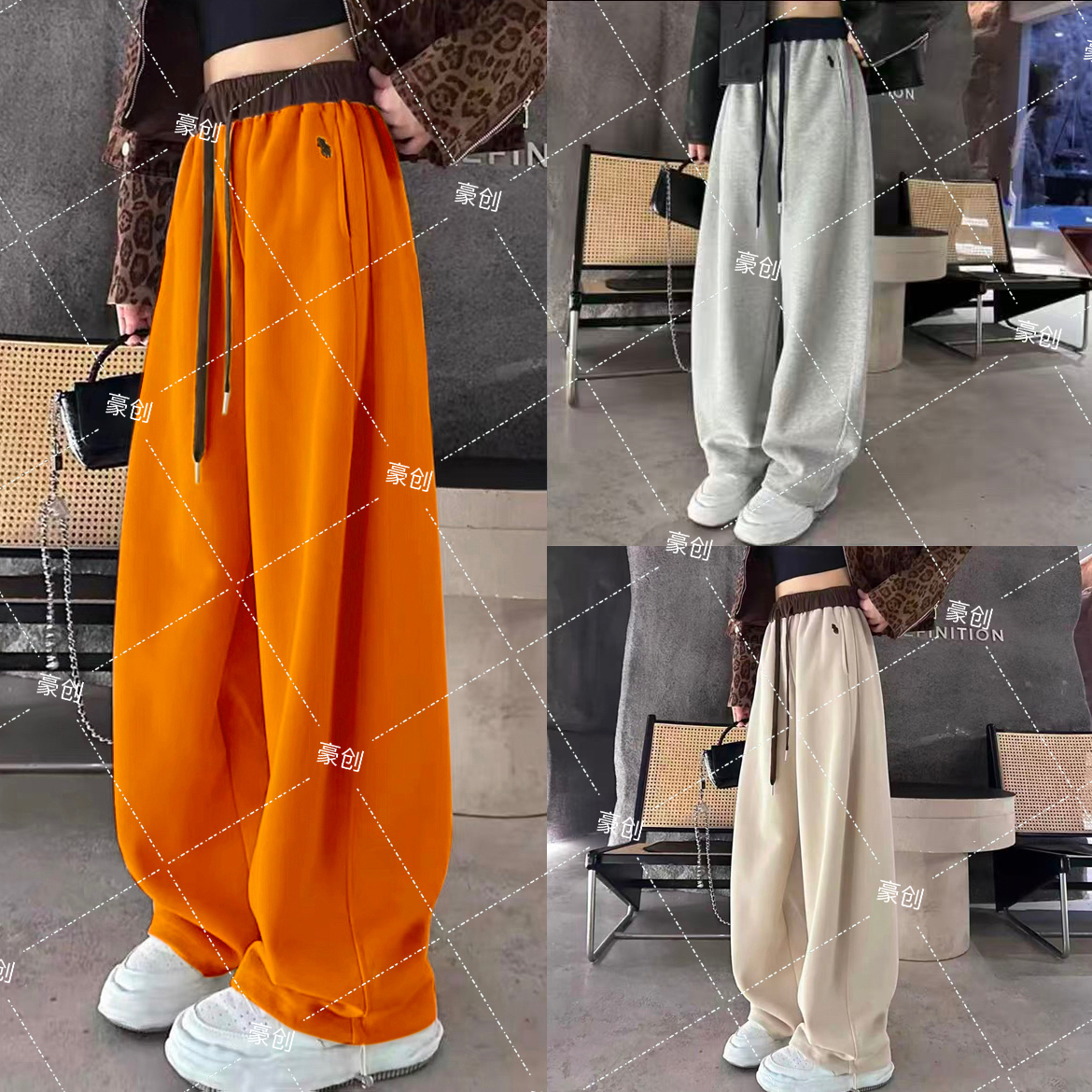 【加厚绒高密度】(南城高货)小马刺绣卫裤可束脚两穿卫裤