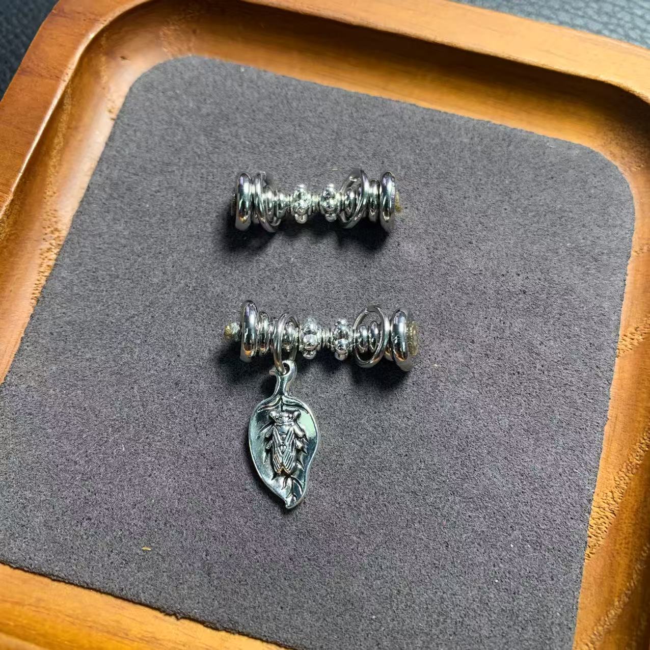 155钛钢不锈白钢万能轴连接万向轴三通两侧配件归圆轴文玩配饰1套