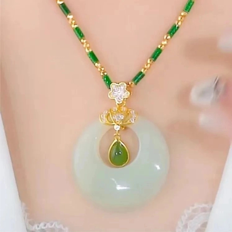 锌合金项链 2025新款【平安扣】水滴形高贵高档气质妈妈款爆款项链