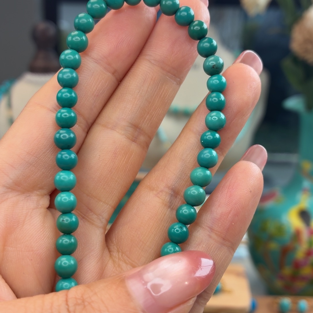 绿松石银S925镀金镶嵌手链