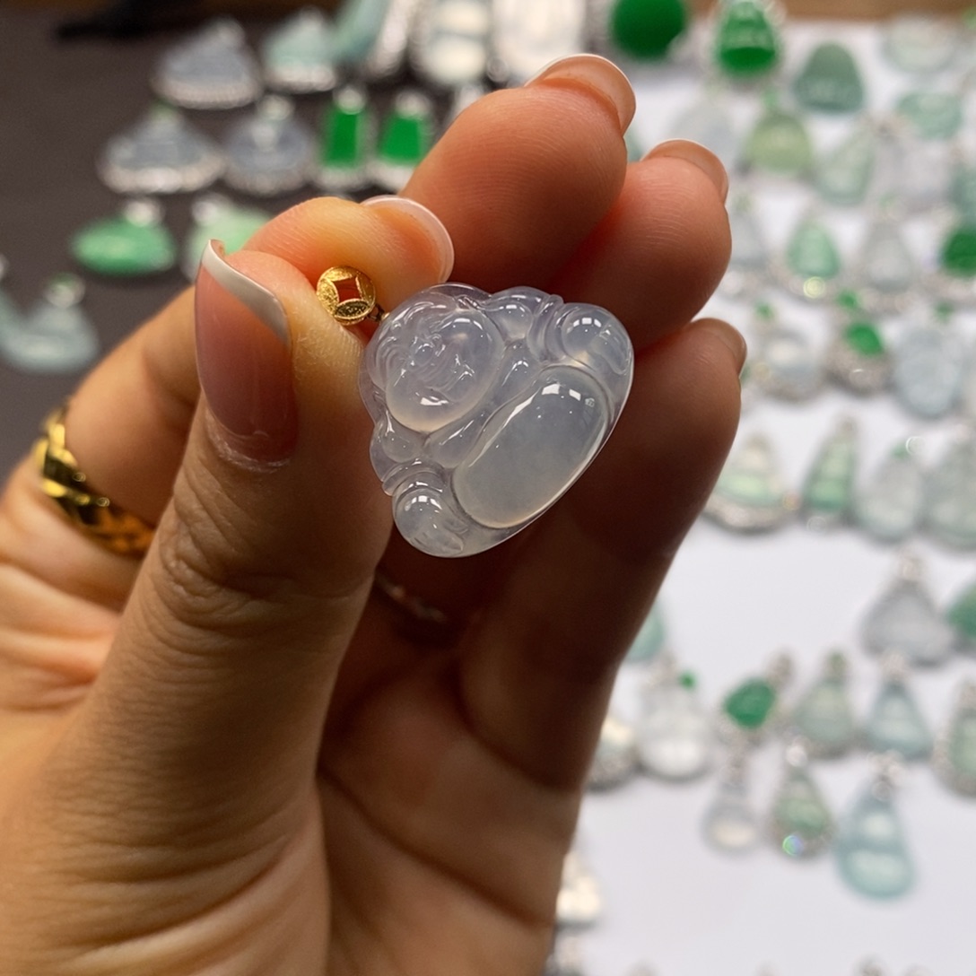 翡翠18K金镶嵌吊坠(不含链)