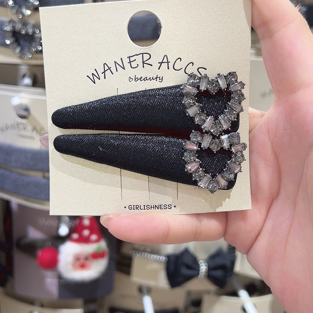 皮质铁合金爱心钻掰掰夹