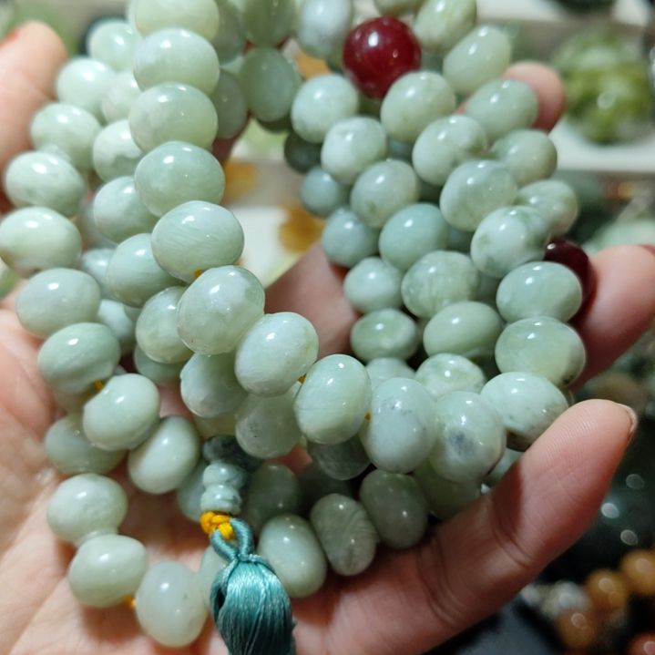 岫玉108粒手串项链两用未镶嵌