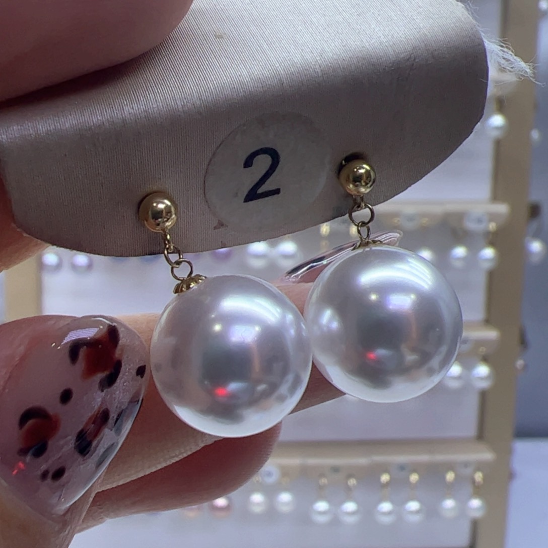 淡水珍珠耳饰18K金镶嵌