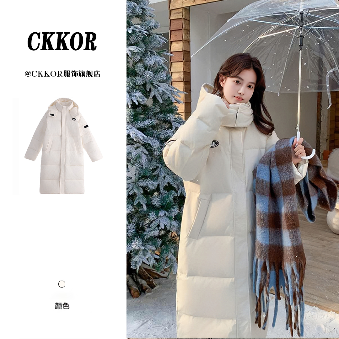 CKKOR冬季新款防寒保暖加厚长款过膝棉衣女百搭宽松休闲棉服外套 