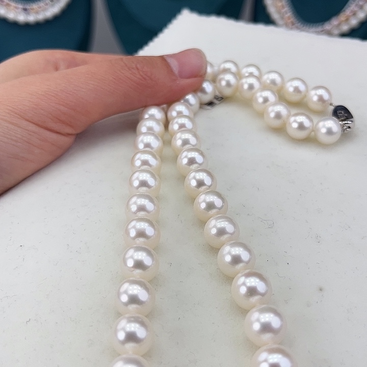 淡水珍珠颈饰银S925镶嵌卡10炫彩高品