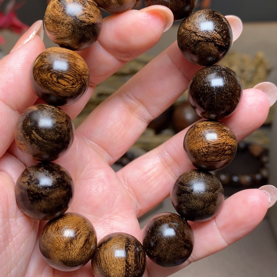 沉香手串越南芽庄白棋楠金丝帝王窖藏限量瘤疤1.8