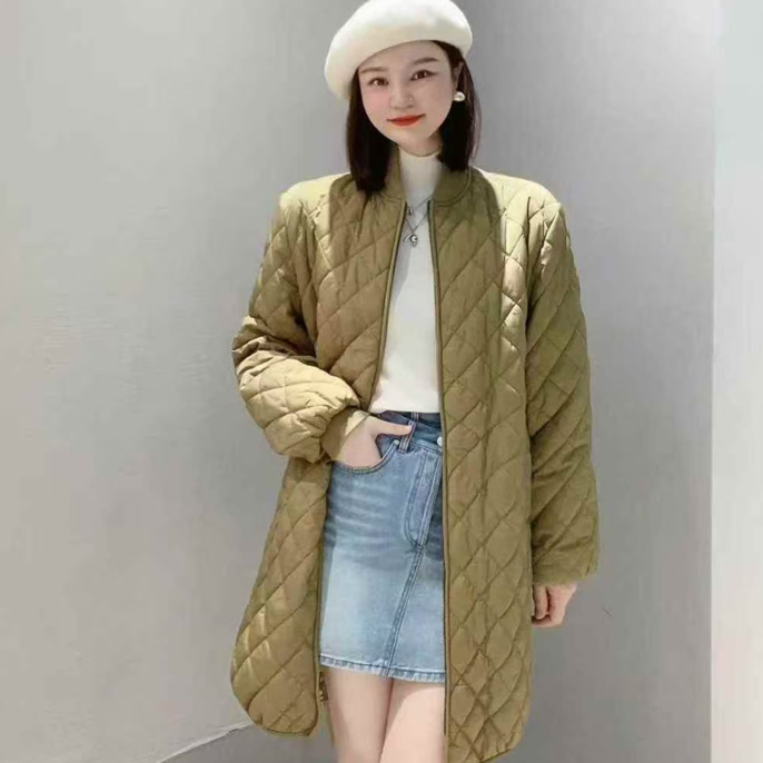（不退换）5400632新雪丽中长款菱格棉服