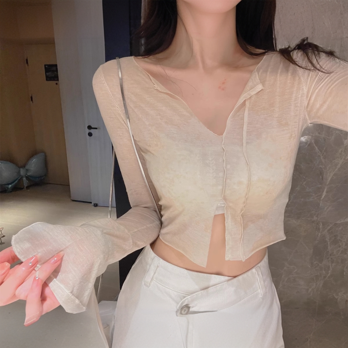 【SL02873】 【扎染】暗黑女孩 薄如蝉翼防晒衫空调衫