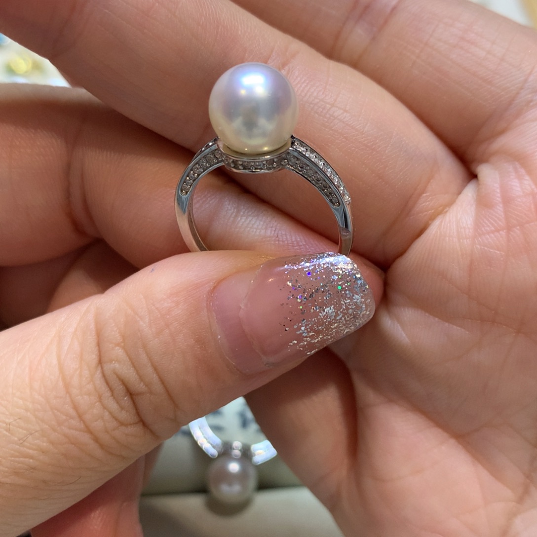 海水珍珠戒指银S925镶嵌