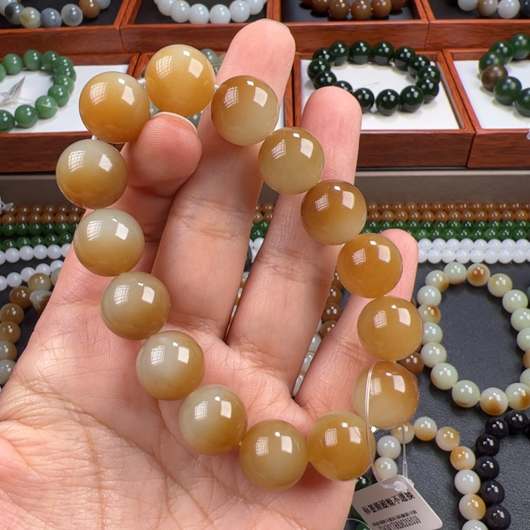 和田玉手链未镶嵌卡14 14 14聚宝盆