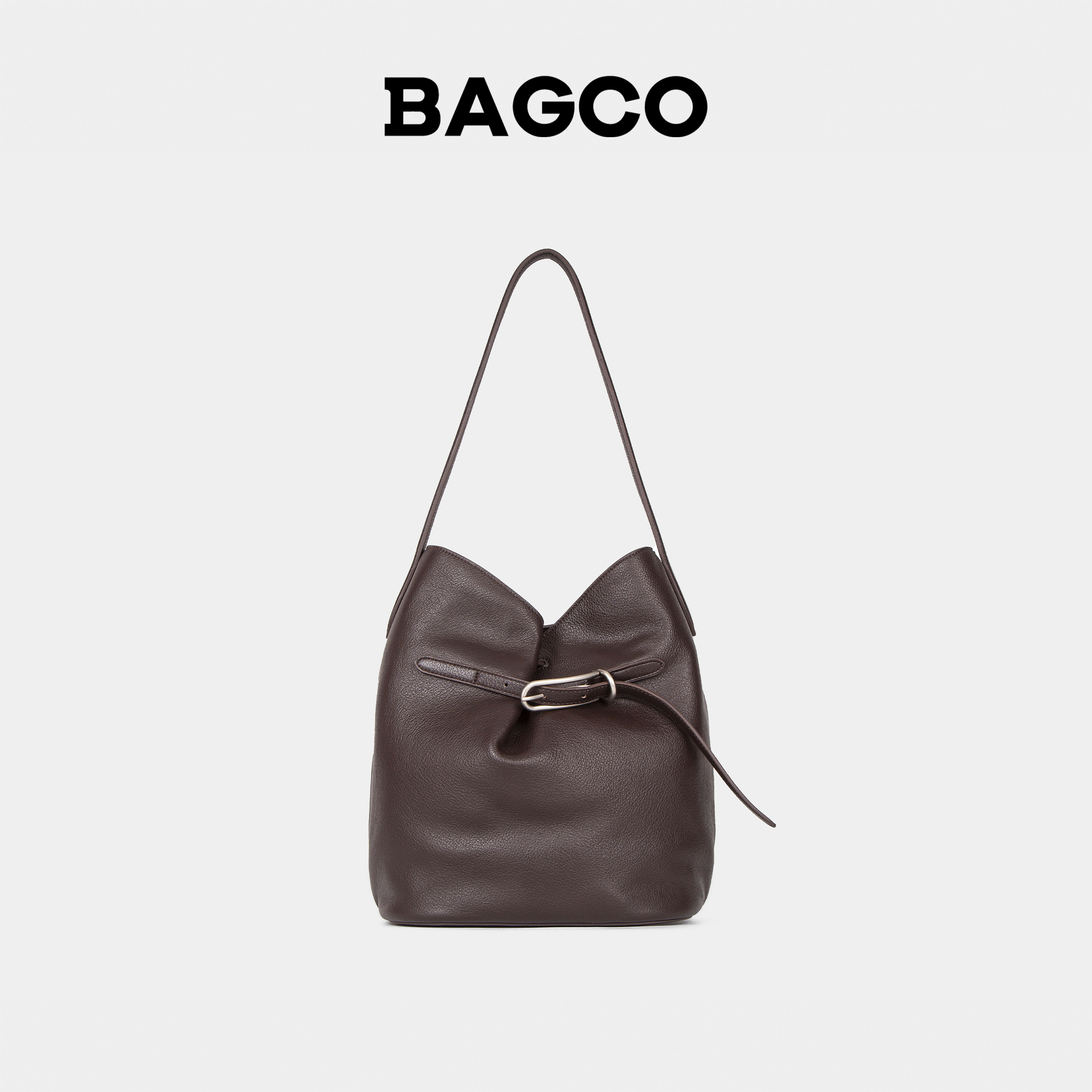 BAGCO新款“锁扣”水桶包超大号头层牛皮单肩腋下
