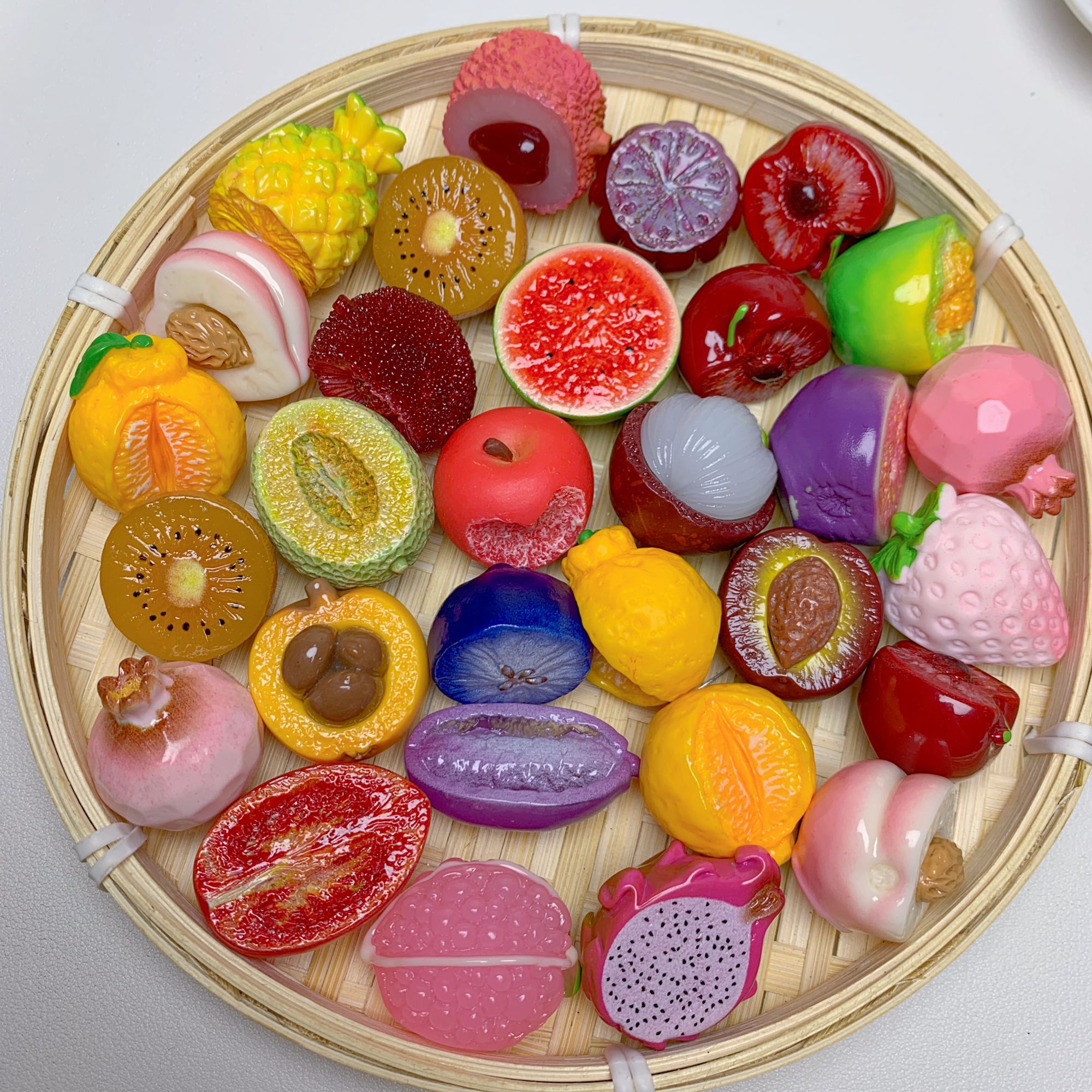 大大大实色半切水果仿真树脂diy网红圆形发夹冰箱贴创意摆件可爱