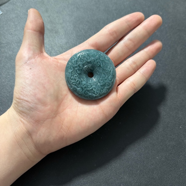 天然精品A货蓝水翡翠回纹平安扣吊坠v1568多样性发