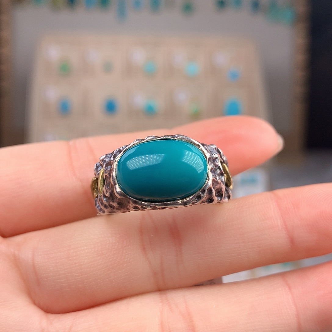 绿松石耳饰银S925镶嵌