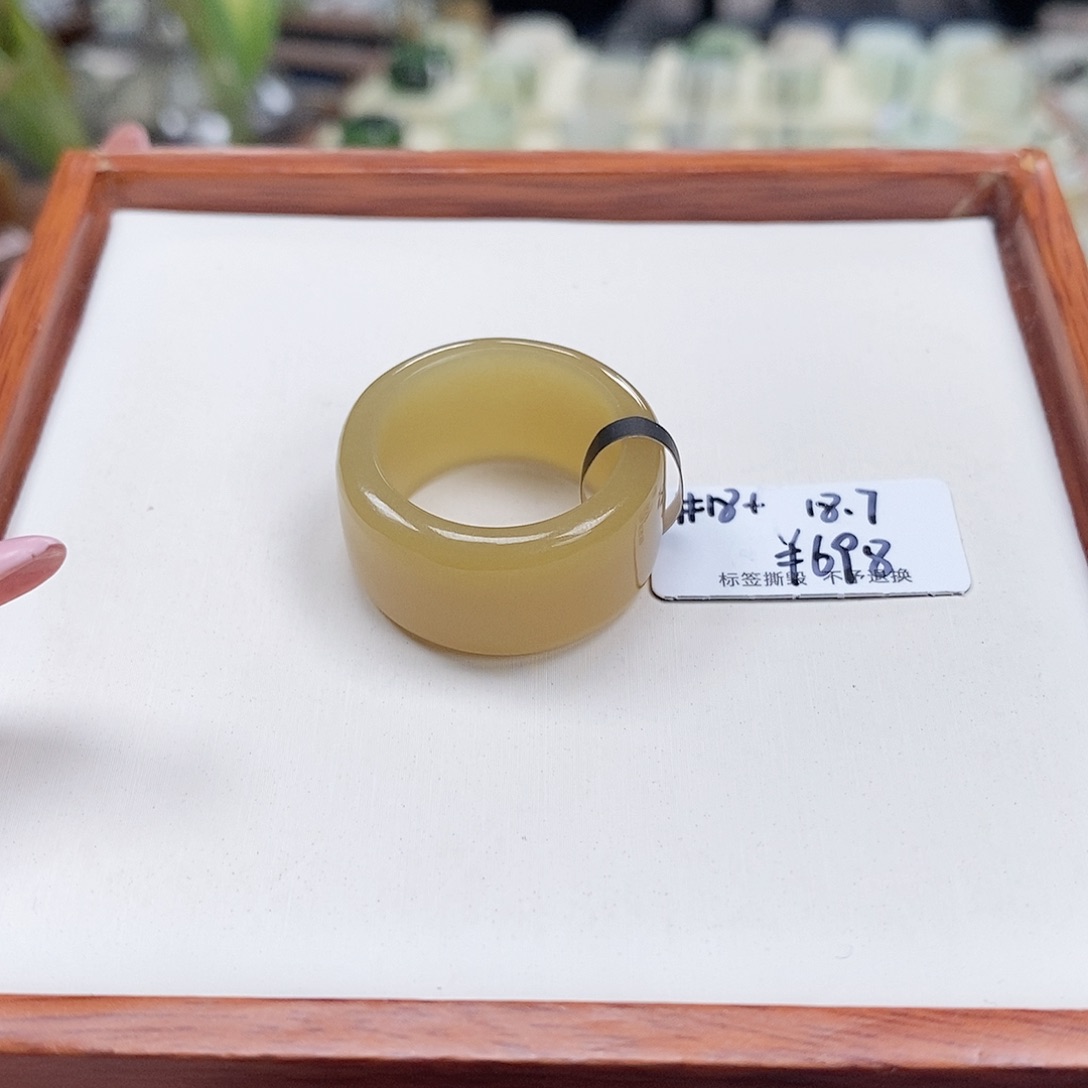 和田玉戒指未镶嵌闰*兔专拍11-18.7