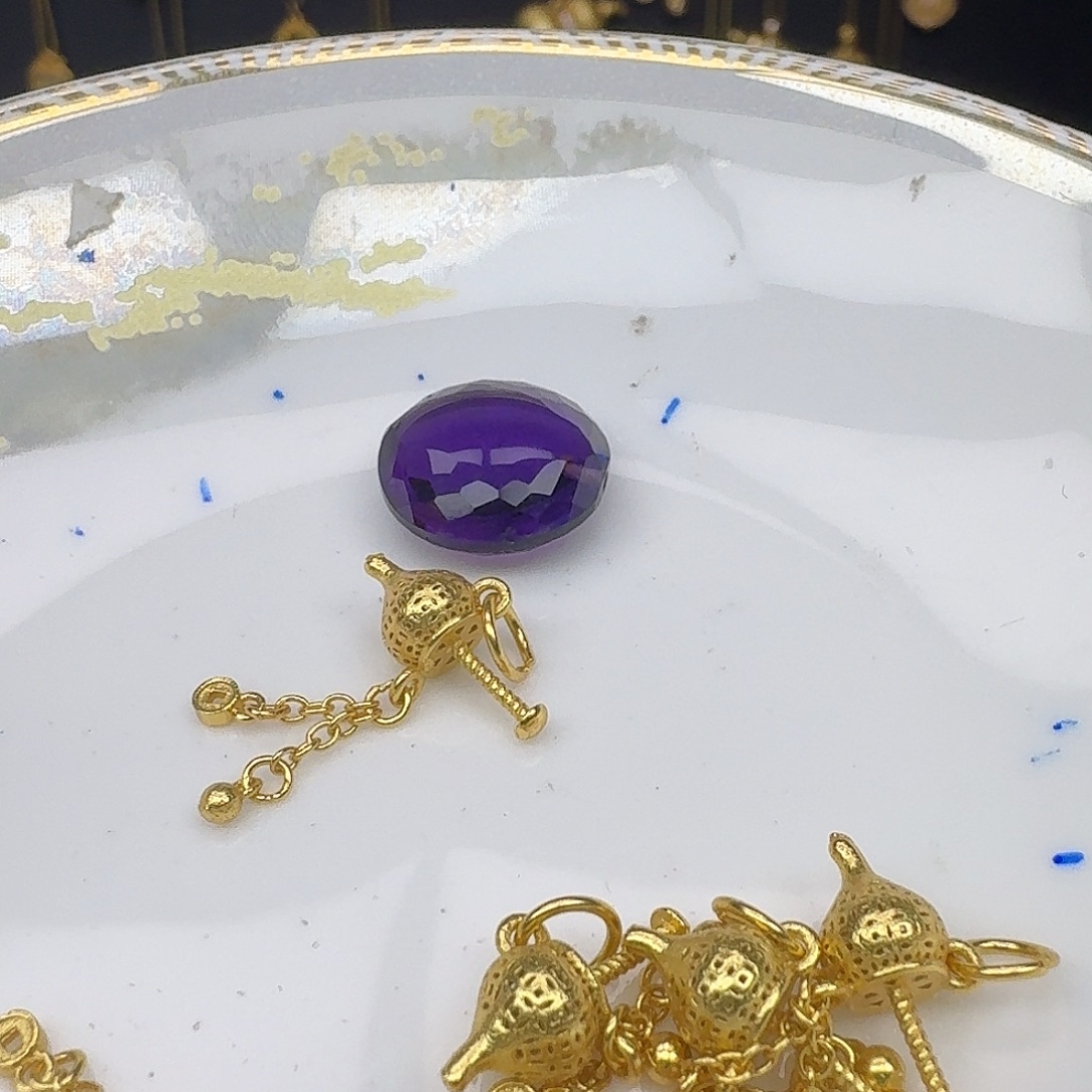 紫晶银S925镶嵌颈饰紫水晶925镶嵌147