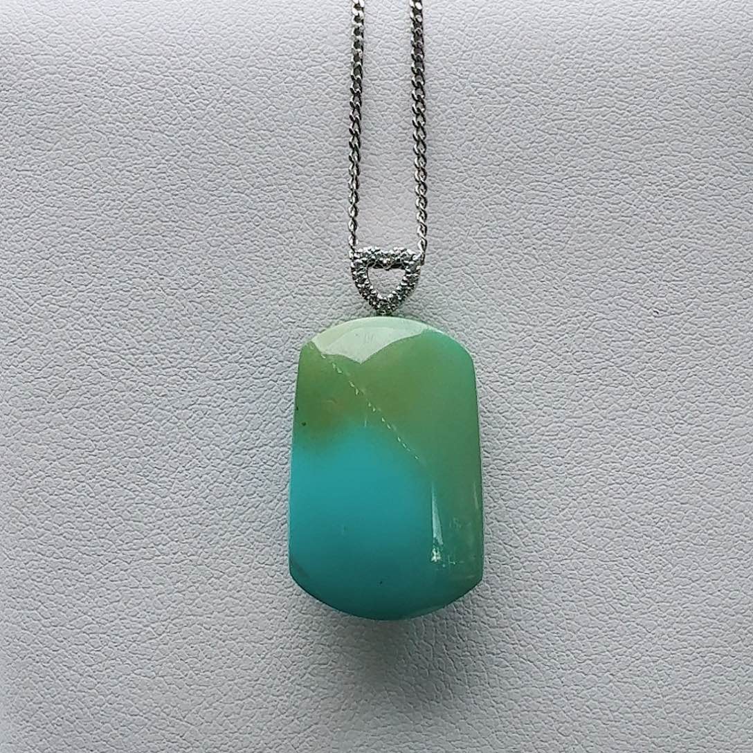 绿松石银S925镶嵌吊坠(赠链)