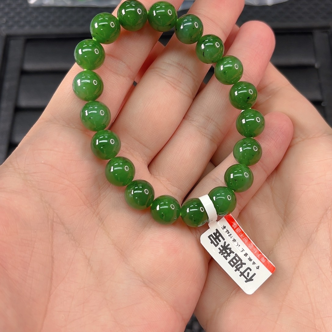 颈饰未镶嵌和田玉（碧玉）碧玉手串卡10一条