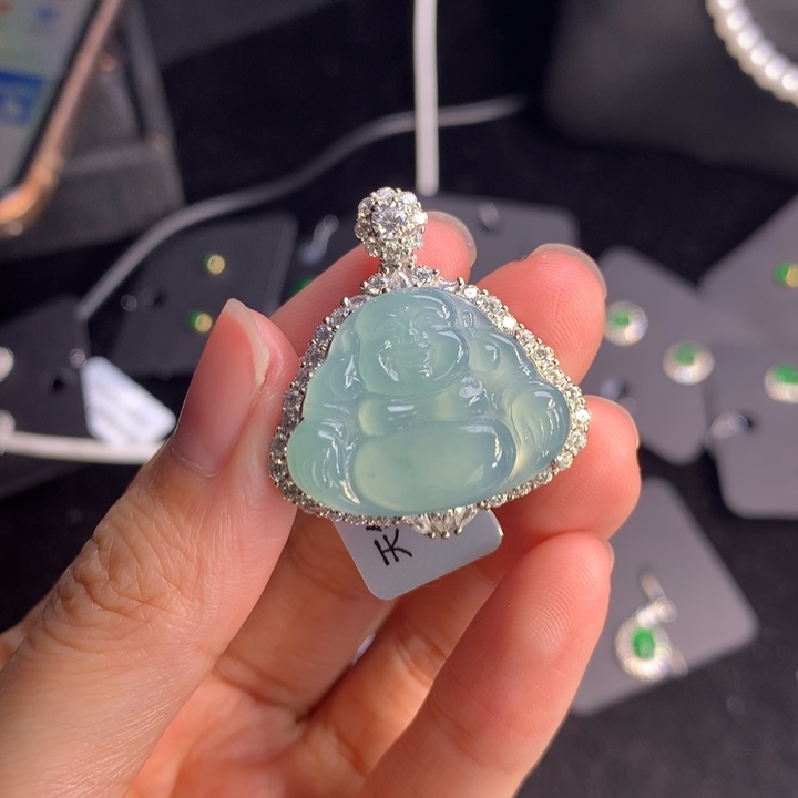 【闪购商品】翡翠银S925镶嵌吊坠(不含链)天然翡翠